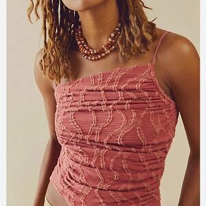 Free People Textured Camisole in Pink